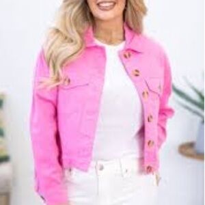 Tulle Pink Cropped Corduroy Jacket Classic Style